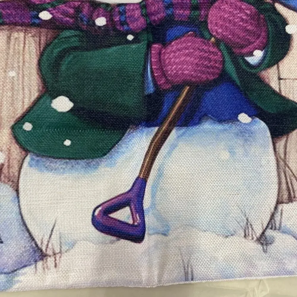 Snowman Pillow Cover Painted Canvas Zipper Winter Christmas Holiday 18x18” NIP